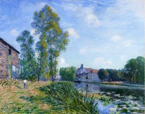 The Loing at Moret in Summer -   Alfred Sisley Oil Painting