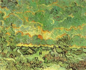 Cottages and Cypresses: Reminiscence of the North -  Vincent Van Gogh Oil Painting