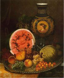 Still Life with Fruit and Vase - William Mason Brown Oil Painting