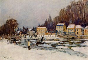 The Blocked Seine at Port-Marly -   Alfred Sisley Oil Painting