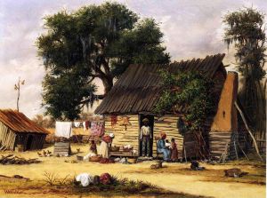 Family Gathered by a Cabin -   William Aiken Walker  Oil Painting