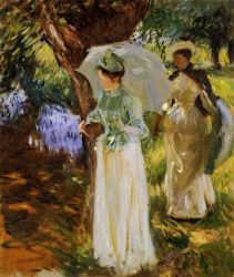 Two Girls with Parasols at Fladbury - Oil Painting Reproduction On Canvas