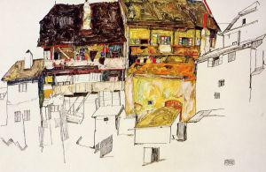 Old Houses in Krumau -   by Egon Schiele