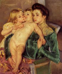 The Caress -   Mary Cassatt oil painting,