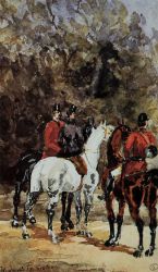 Assembly of Hunters - Henri De Toulouse-Lautrec Oil Painting