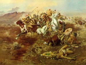 Indian Fight 1 -  Charles Marion Russell Oil Painting