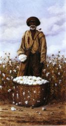 Negro Man in Cotton Field with Basket of Cotton -  William Aiken Walker oil painting