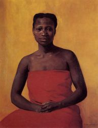 Seated Black Woman, Front View - Oil Painting Reproduction On Canvas