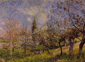 Orchard in Spring-By -   Alfred Sisley Oil Painting