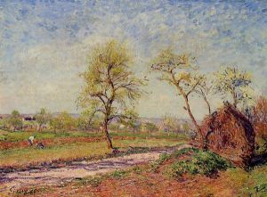 Road from Veneux to Moret on a Spring Day - Alfred Sisley Oil Painting