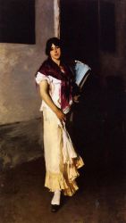 Italian Girl with Fan - Oil Painting Reproduction On Canvas