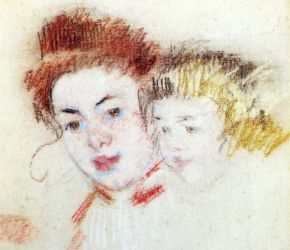 Sketch of Reine and Child -  Mary Cassatt oil painting,