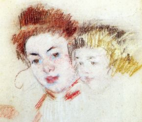 Sketch of Reine and Child - Mary Cassatt oil painting,