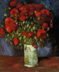 Vase with Red Poppies - Vincent Van Gogh Oil Painting