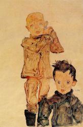 Two Boys -  Egon Schiele Oil Painting