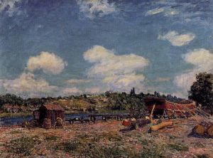 Boatyard at Saint-Mammes - Alfred Sisley Oil Painting