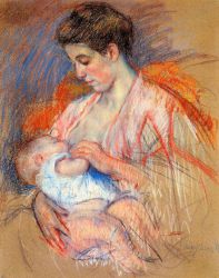 Mother Jeanne Nursing Her Baby -   Mary Cassatt oil painting,