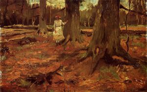 Girl in White in the Woods -   Vincent Van Gogh Oil Painting