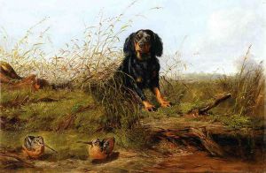 Cocker Spaniel and Woodcock - Arthur Fitzwilliam Tait Oil Painting