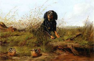 Cocker Spaniel and Woodcock -  Arthur Fitzwilliam Tait Oil Painting