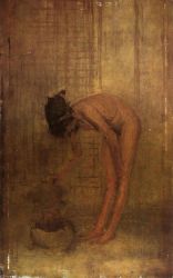 Nude Girl with a Bowl -  John William Waterhouse Oil Painting