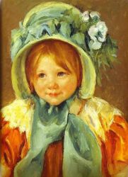 Sarah in a Green Bonnet - Mary Cassatt Oil Painting