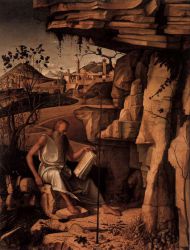 St Jerome Reading in the Countryside -  Giovanni Bellini Oil Painting