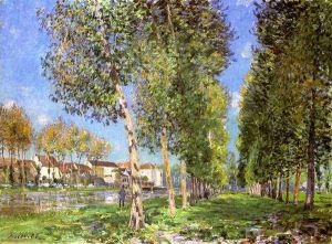 The Lane of Poplars at Moret-Sur-Loing - Alfred Sisley Oil Painting