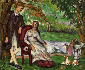 Couple in a Garden -  Paul Cezanne Oil Painting