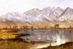 Wassatch Mountains, Utah -   Albert Bierstadt Oil Painting