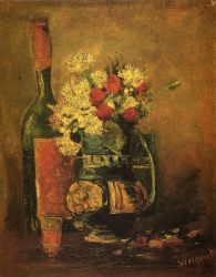 Vase with Carnations and Bottle -  Vincent Van Gogh Oil Painting