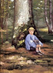 Yerres, Camille Daurelle under an Oak Tree -  Gustave Caillebotte oil painting