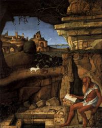 St Jerome Reading in the Countryside II -  Giovanni Bellini Oil Painting