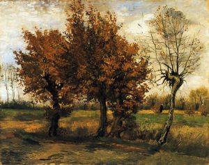 Autumn Landscape with Four Trees -   Vincent Van Gogh Oil Painting