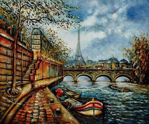 Boats on the Bank of the Seine - Oil Painting Reproduction On Canvas