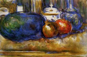 Still Life with Watermelon and Pemegranates -  Paul Cezanne Oil Painting