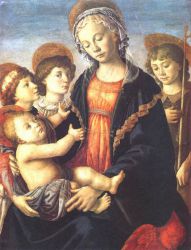 The Virgin and Child with Two Angels and the Young St John the Baptist -   Sandro Botticelli oil painting