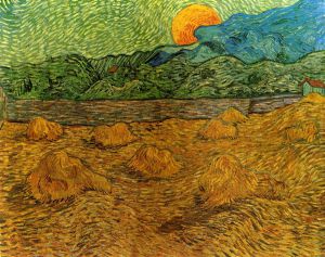 Evening Landscape with Rising Moon - Vincent Van Gogh Oil Painting