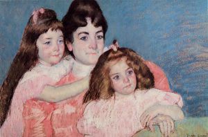 Portrait of Madame A. F. Aude and Her Two Daughters -   Mary Cassatt oil painting,