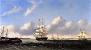 The Port of New Bedford from Crow Island - William Bradford Oil Painting