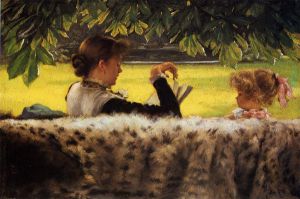 Reading a Story - James Tissot Oil Painting