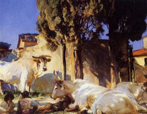 Oxen Resting -   John Singer Sargent Oil Painting