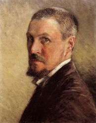 Self Portrait with Brown Background -   Gustave Caillebotte Oil Painting