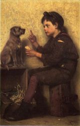 The Lesson - John George Brown Oil Painting