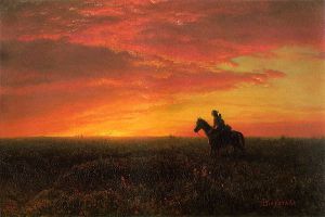 On the Plains, Sunset -  Albert Bierstadt Oil Painting
