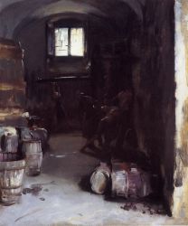 Pressing the Grapes: Florentine Wine Cellar - John Singer Sargent Oil Painting