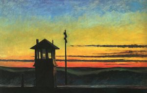 Railroad Sunset -   Edward Hopper Oil Painting