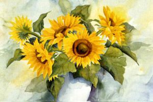 A bunch of sunflowers in a vase - Oil Painting Reproduction On Canvas