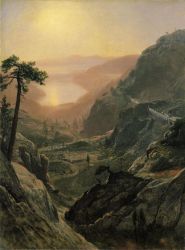 View of Donner Lake, California - Albert Bierstadt Oil Painting