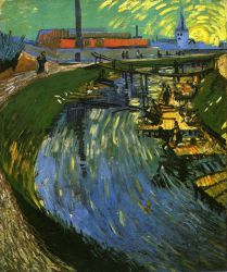 The Roubine du Roi Canal with Washerwomen -  Vincent Van Gogh Oil Painting